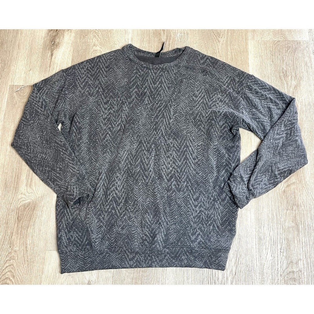 Athleta Gray Patterned Long Sleeve Crewneck Sweatshirt Pullover Top